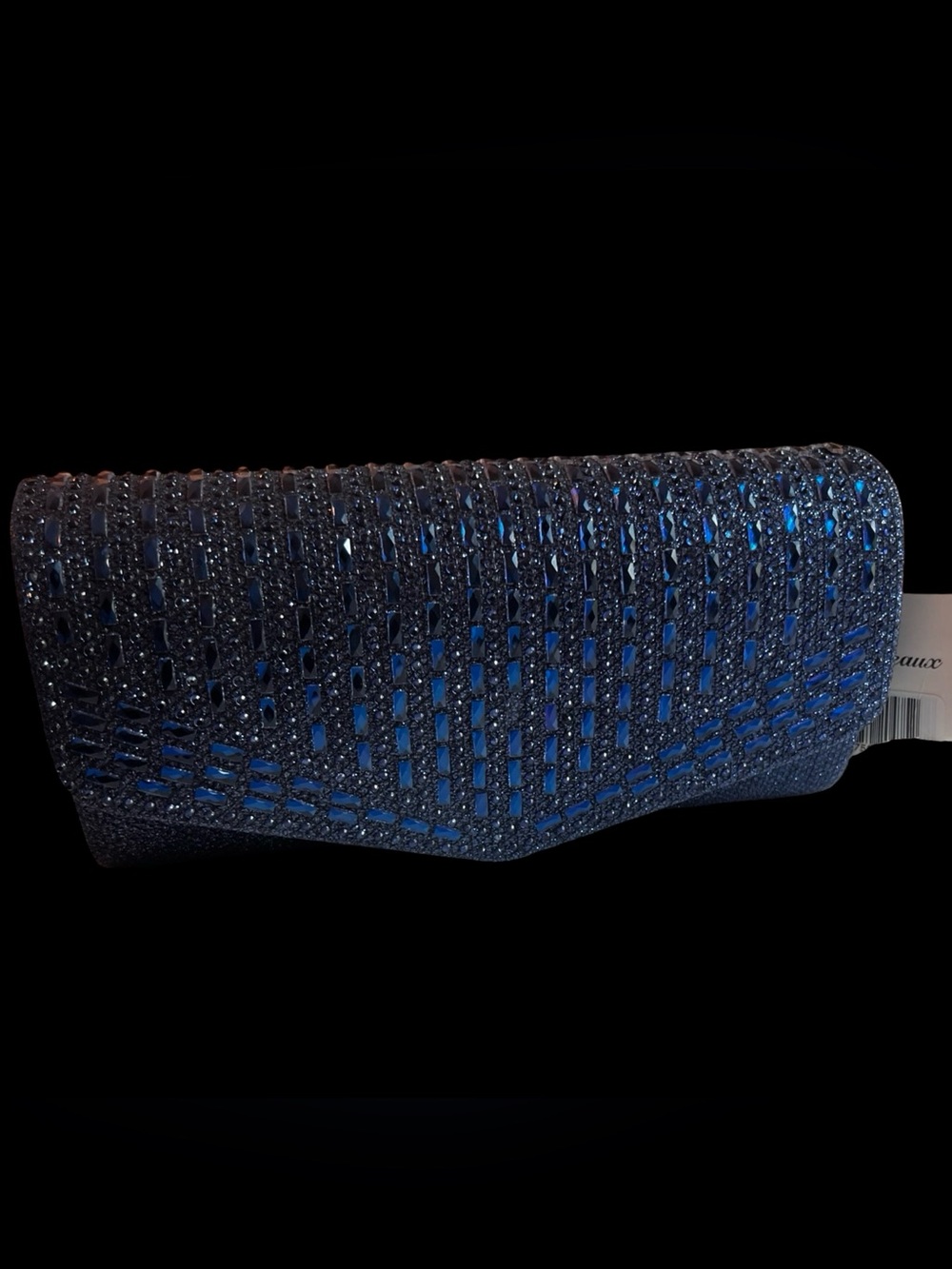 Elegant Blue Crystal-Embellished Evening Clutch